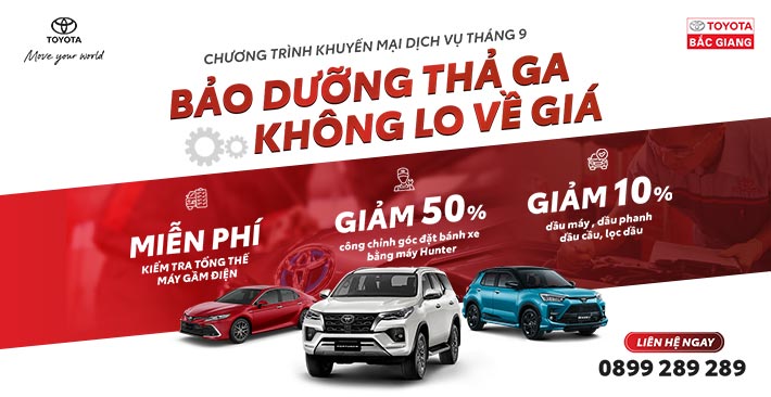 Khuyễn Mại Dịch Vụ Tháng 9 – Toyota Bắc Giang